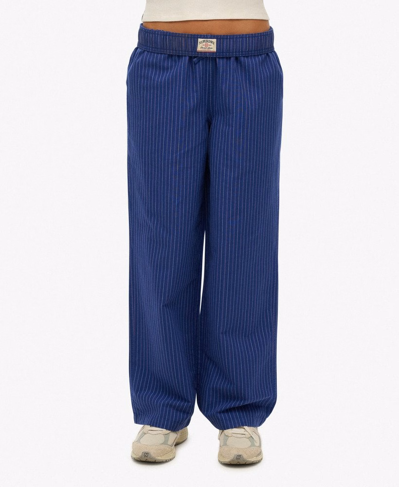 Biologisch katoenen gestreepte broek met elastische tailleband