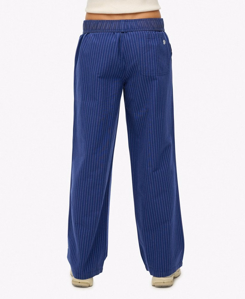 Biologisch katoenen gestreepte broek met elastische tailleband