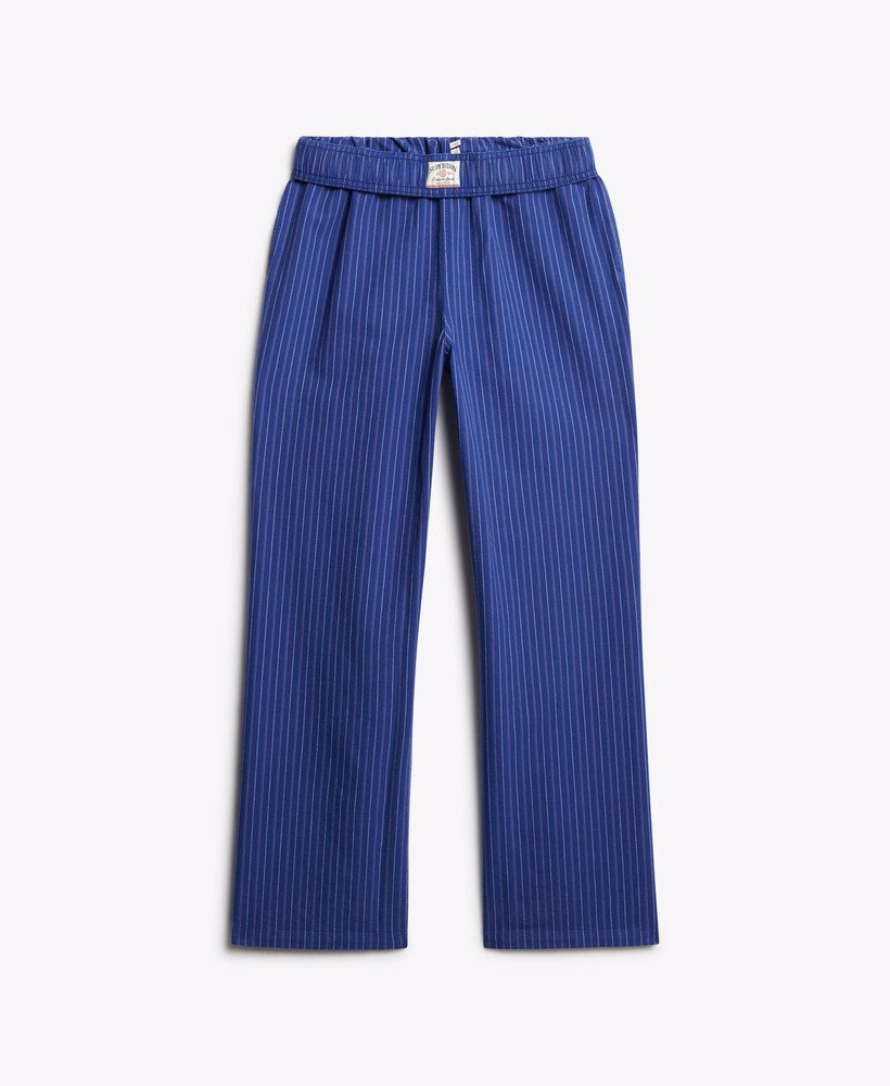 Biologisch katoenen gestreepte broek met elastische tailleband