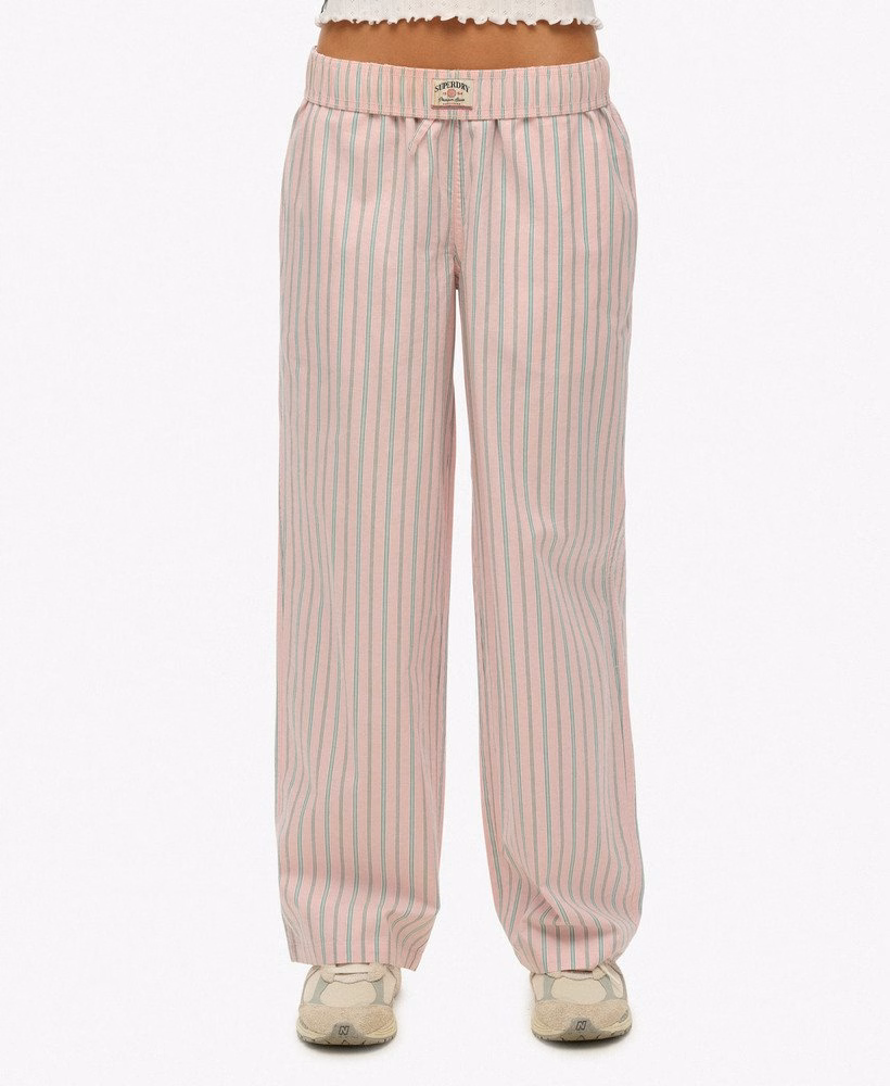 Biologisch katoenen gestreepte broek met elastische tailleband