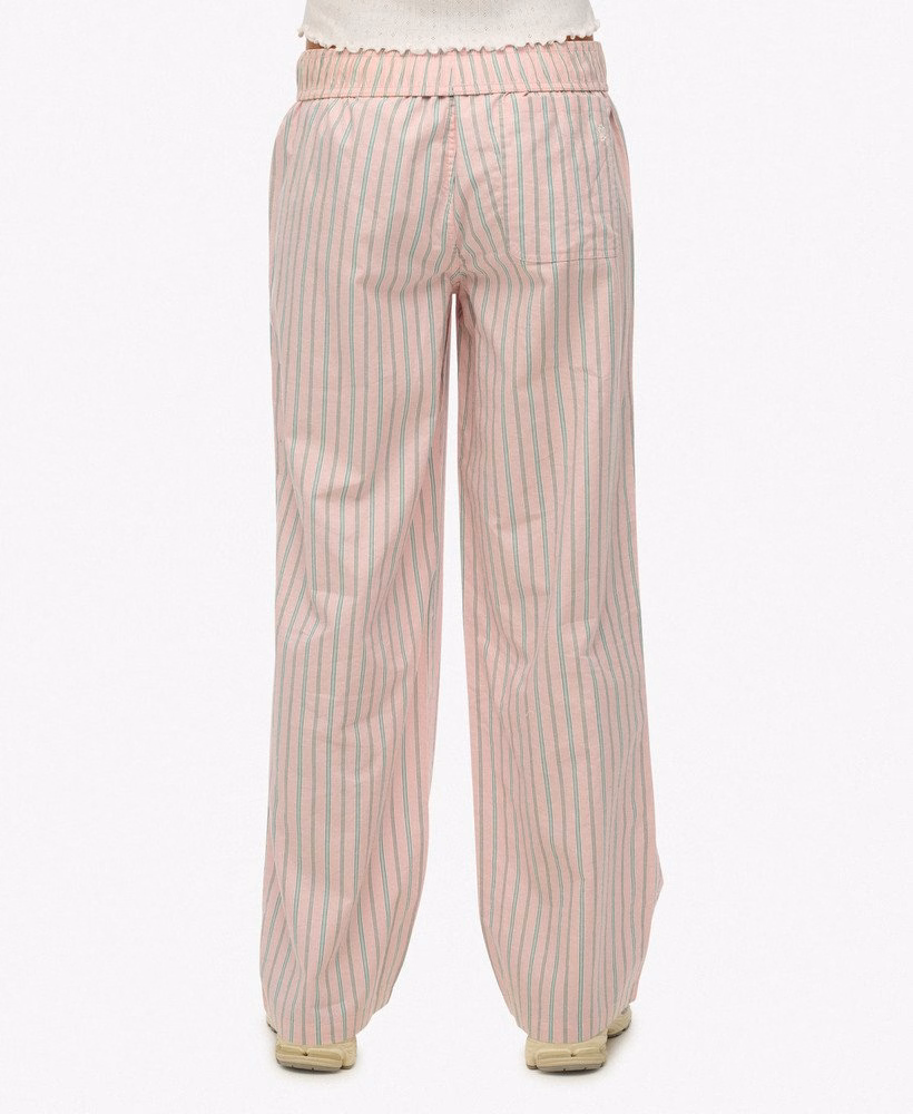 Biologisch katoenen gestreepte broek met elastische tailleband