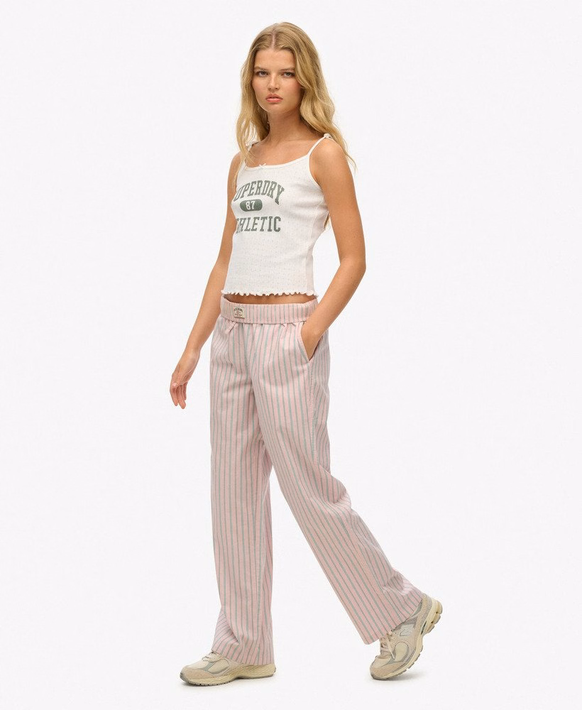 Biologisch katoenen gestreepte broek met elastische tailleband