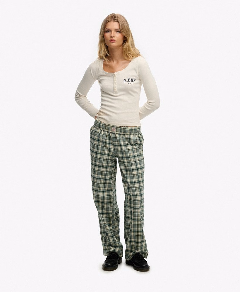 Katoenen geruite broek met elastische taille