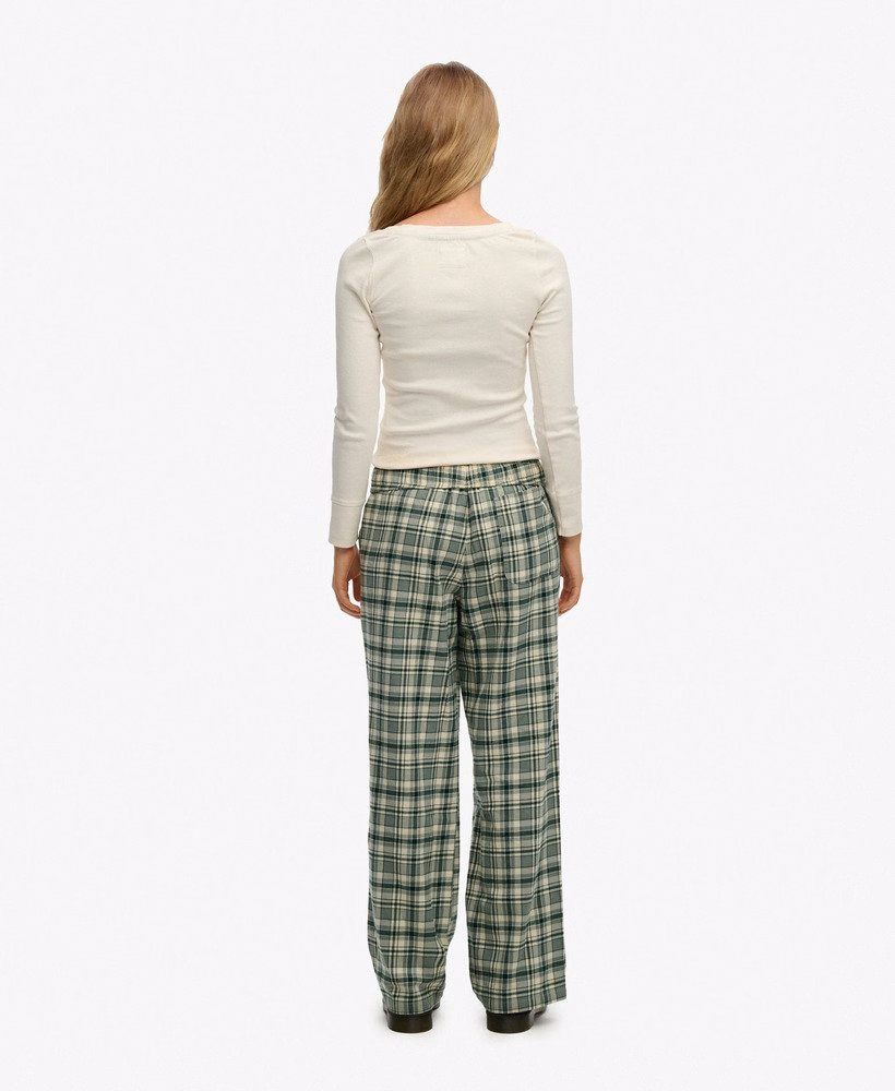 Katoenen geruite broek met elastische taille