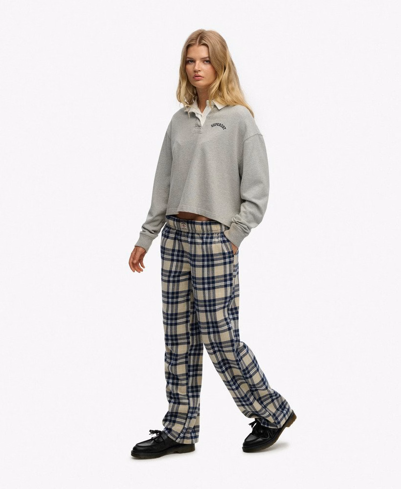 Katoenen geruite broek met elastische taille