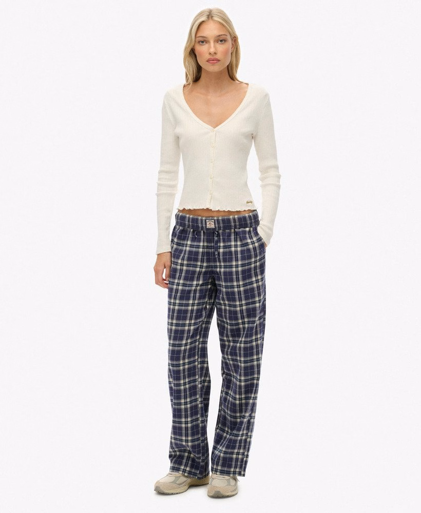 Katoenen geruite broek met elastische taille