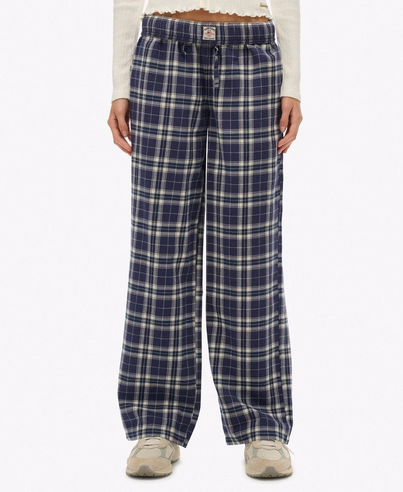 Katoenen geruite broek met elastische taille