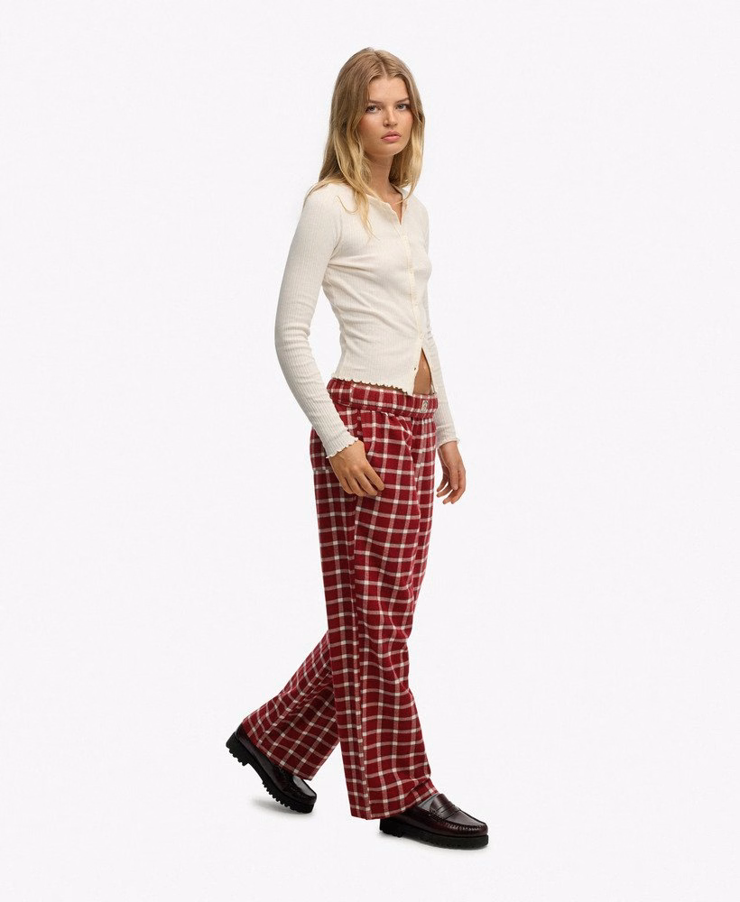 Katoenen geruite broek met elastische taille