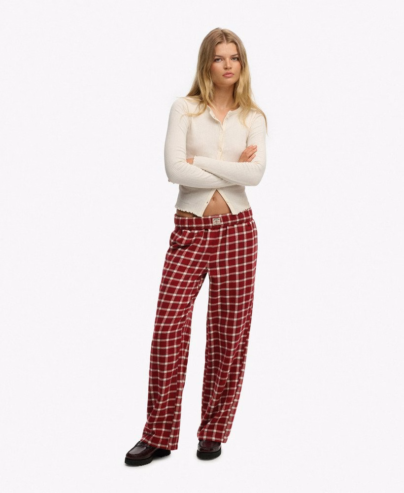 Katoenen geruite broek met elastische taille