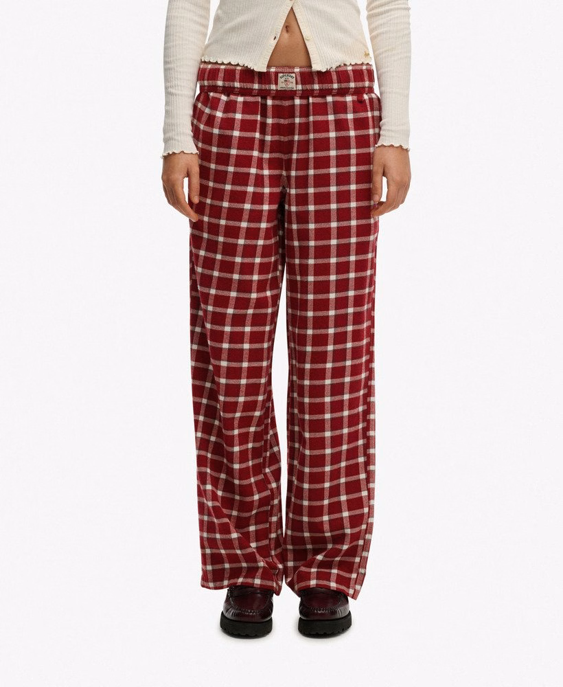 Katoenen geruite broek met elastische taille