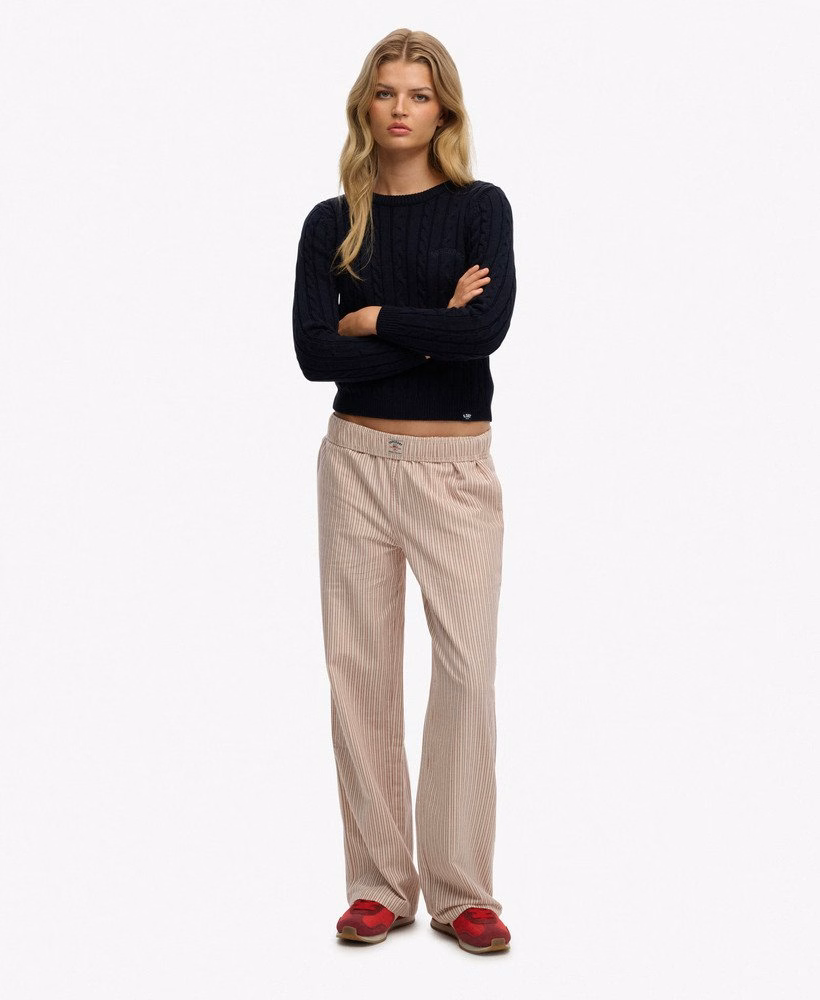 Biologisch katoenen gestreepte broek met elastische tailleband
