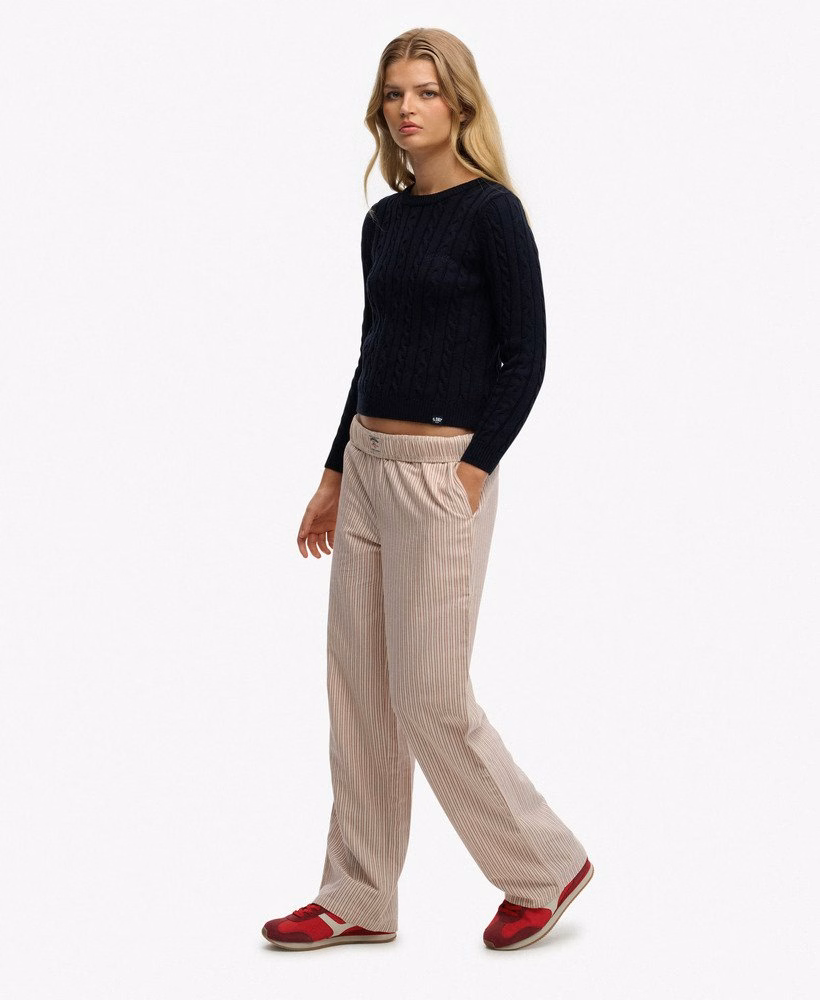 Biologisch katoenen gestreepte broek met elastische tailleband
