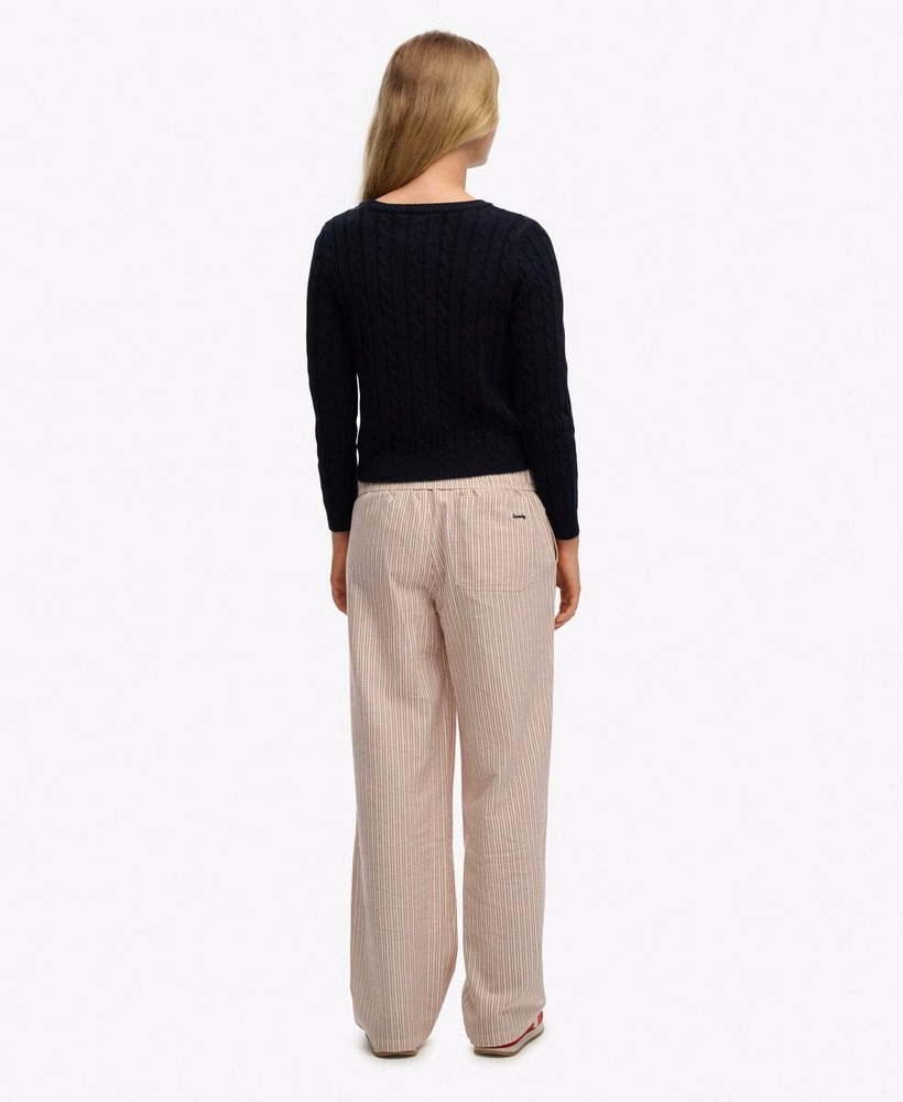 Biologisch katoenen gestreepte broek met elastische tailleband