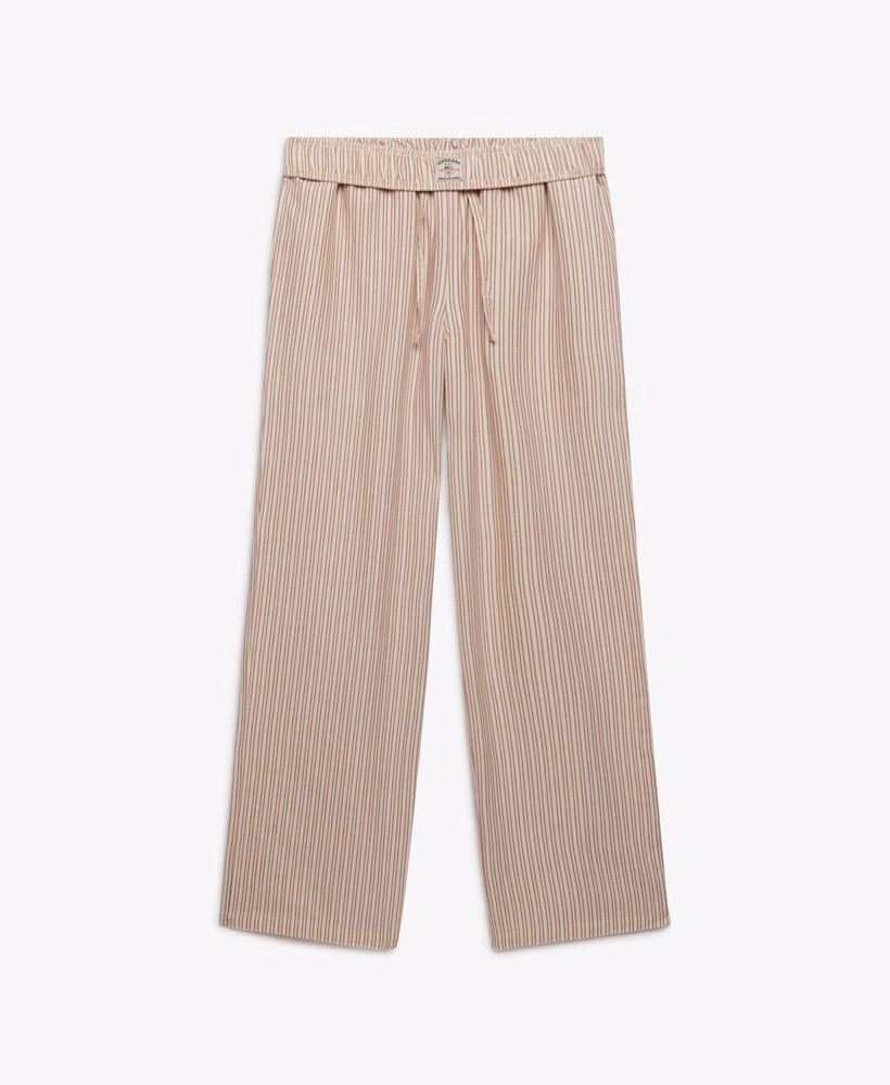 Biologisch katoenen gestreepte broek met elastische tailleband