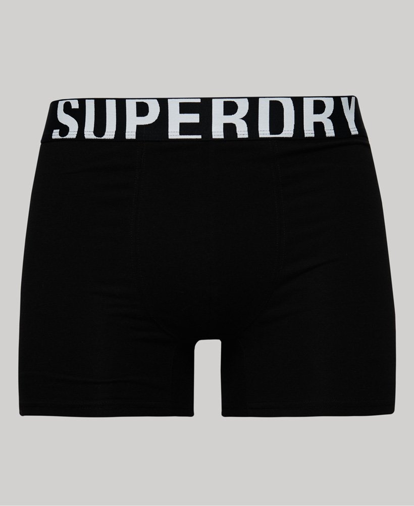 biologisch katoenen boxershorts met dubbel logo dubbelverpakking in zwartwit.