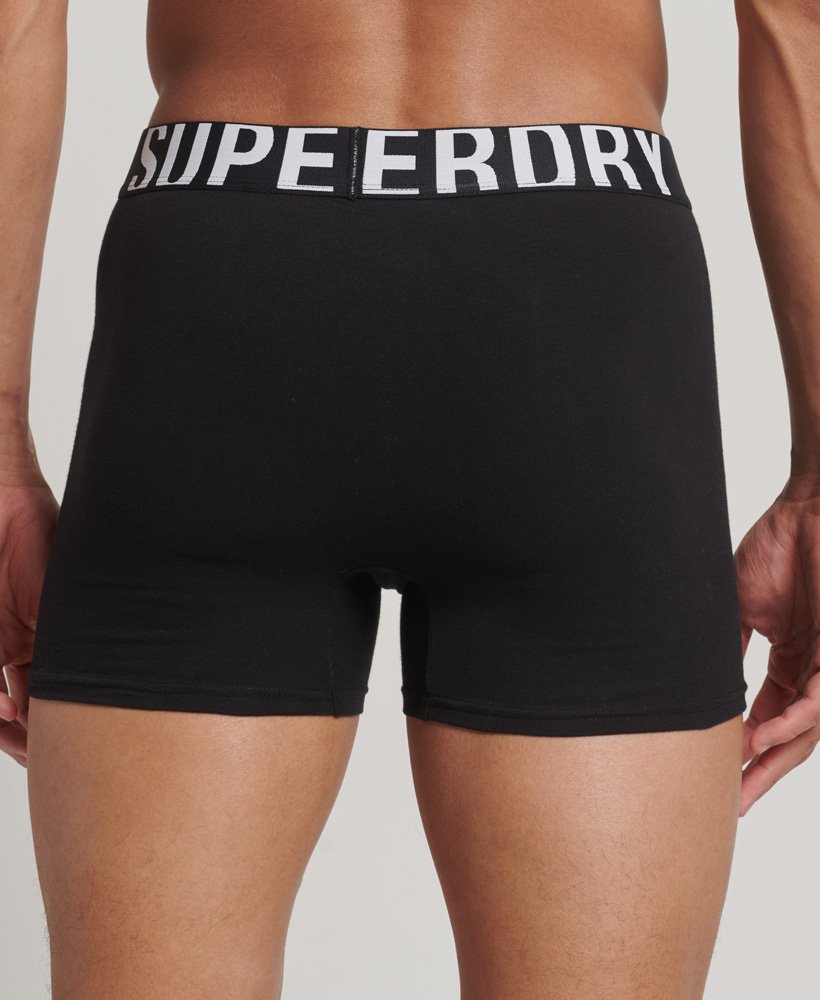 biologisch katoenen boxershort met dubbel logo dubbelverpakking in zwartzwart optisch.