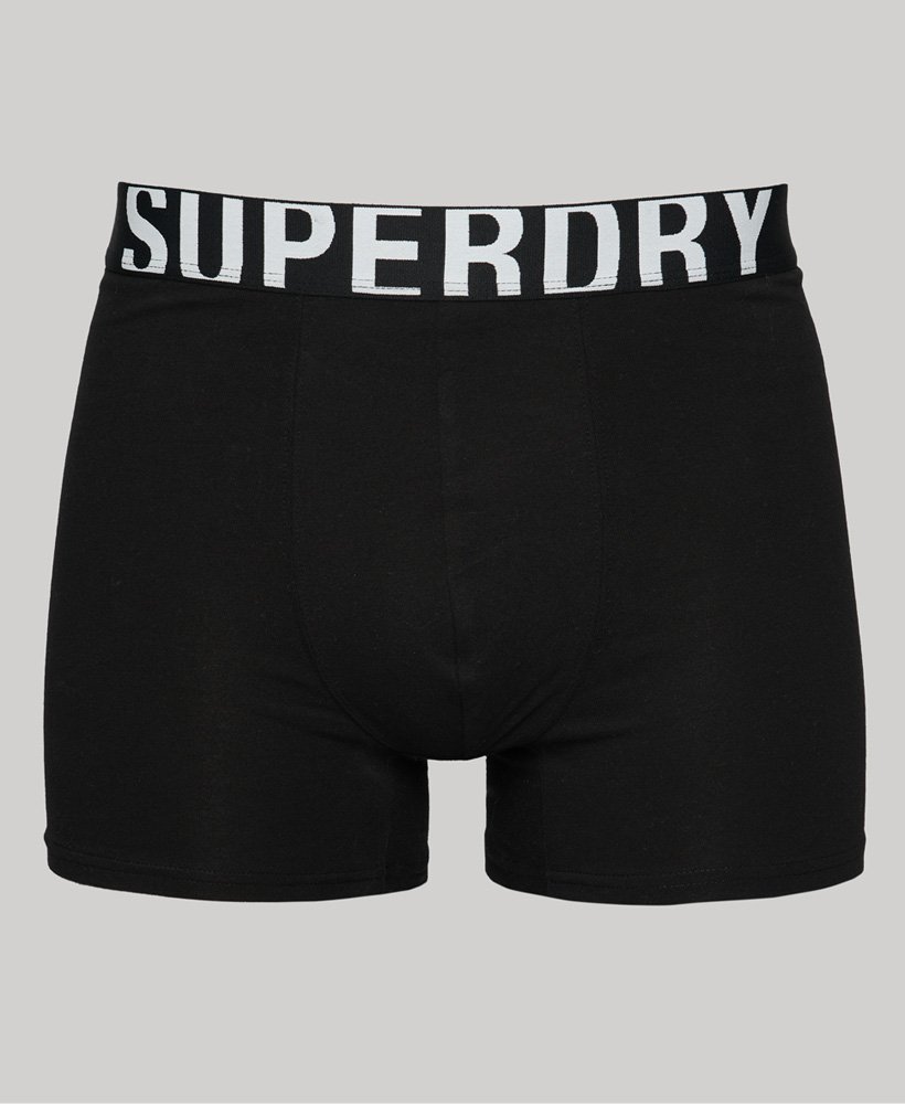 biologisch katoenen boxershort met dubbel logo dubbelverpakking in zwartzwart optisch.
