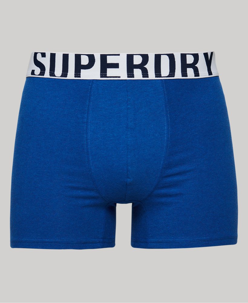 biologische katoenen boxershorts met dubbel logo in mazarinenautisch geel dubbelverpakking