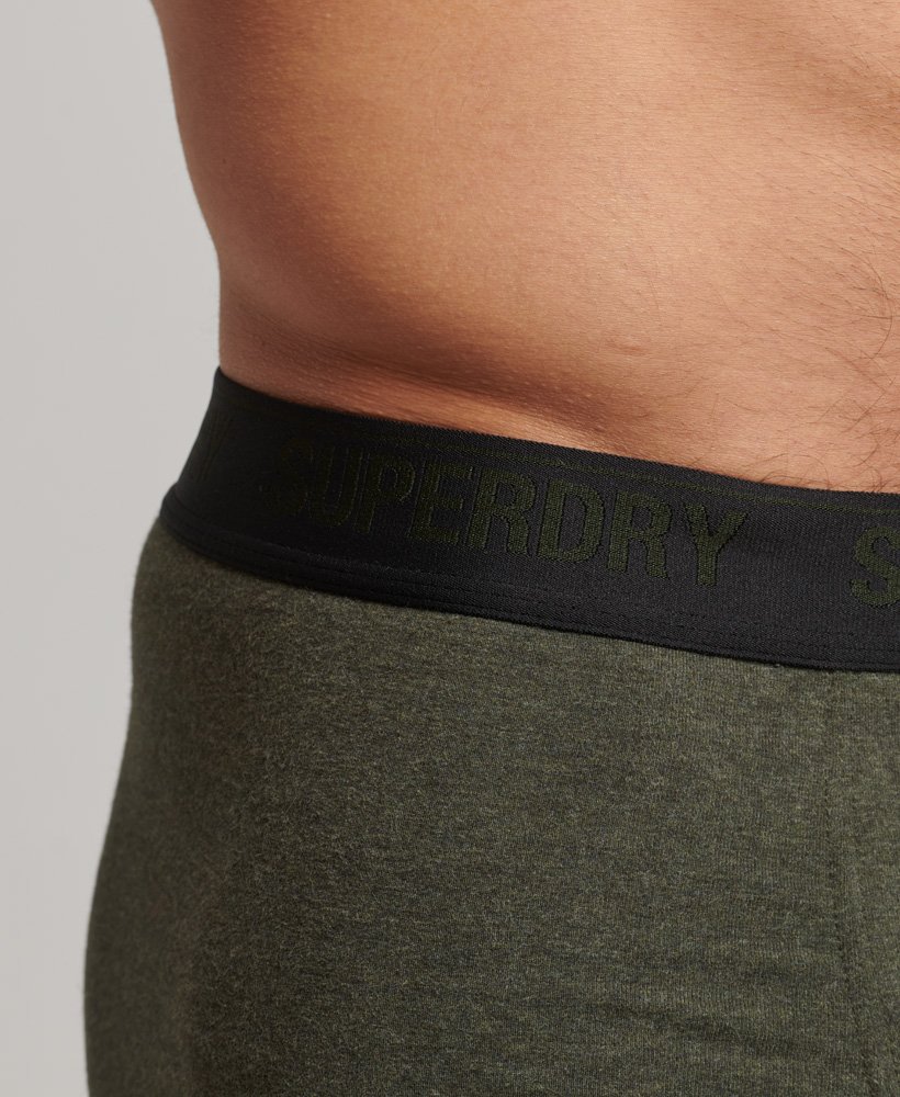 biologische katoenen boxershorts driepack in zwartolijfgroengrijs.