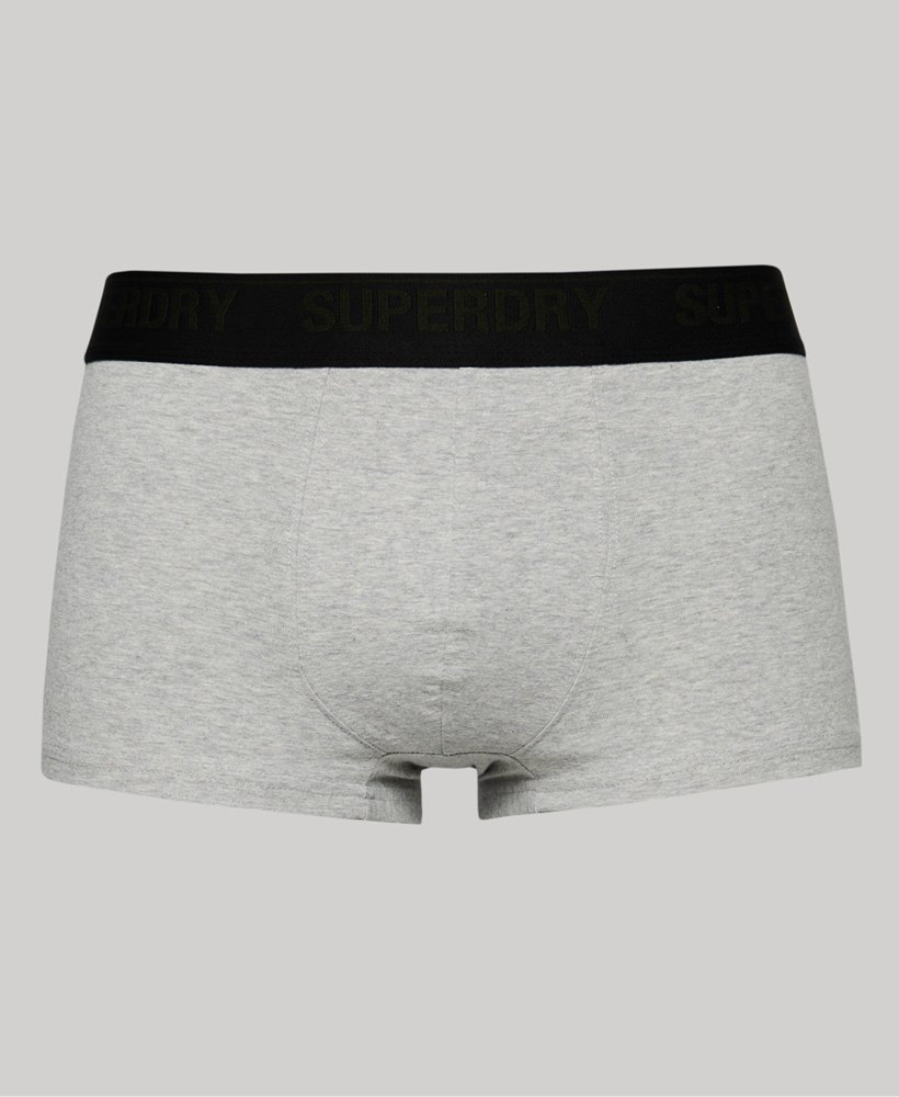 biologische katoenen boxershorts driepack in zwartolijfgroengrijs.