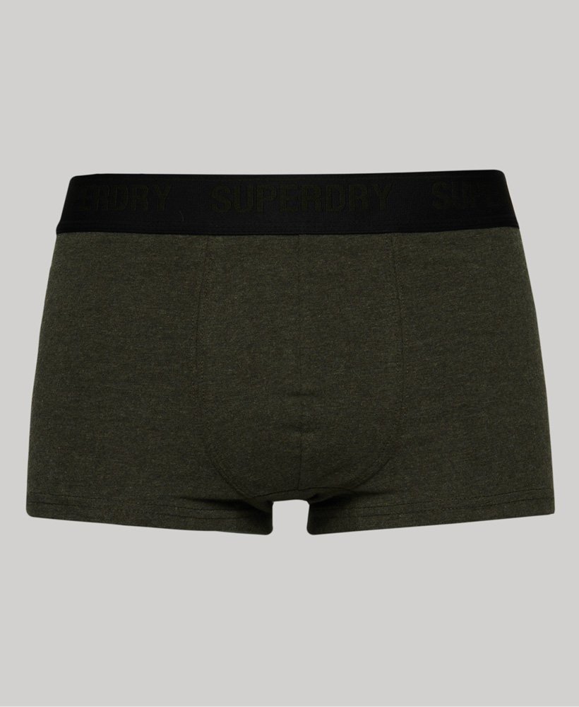 biologische katoenen boxershorts driepack in zwartolijfgroengrijs.
