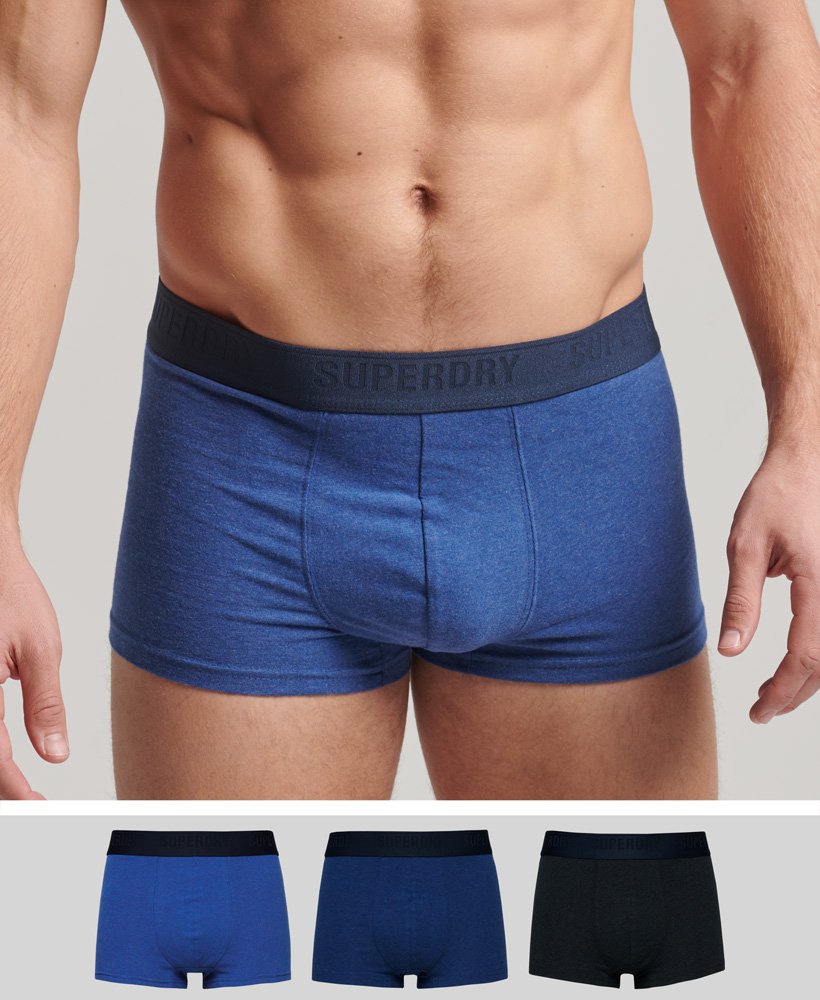 biologisch katoenen boxershorts driepack in marineblauwfelblauwmazarine.
