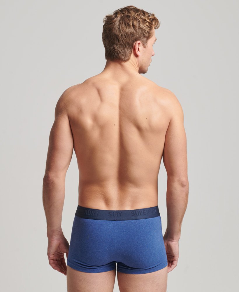 biologisch katoenen boxershorts driepack in marineblauwfelblauwmazarine.