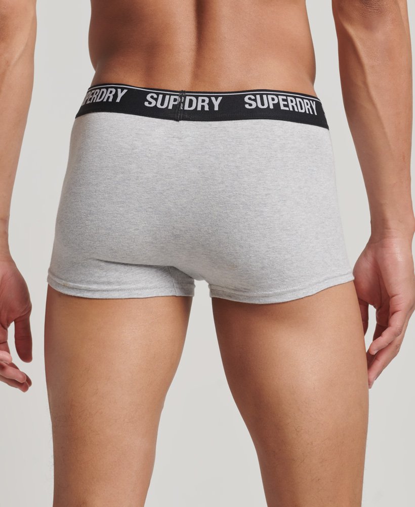 biologische katoenen boxershorts driepack in zwartoranjegrijs.