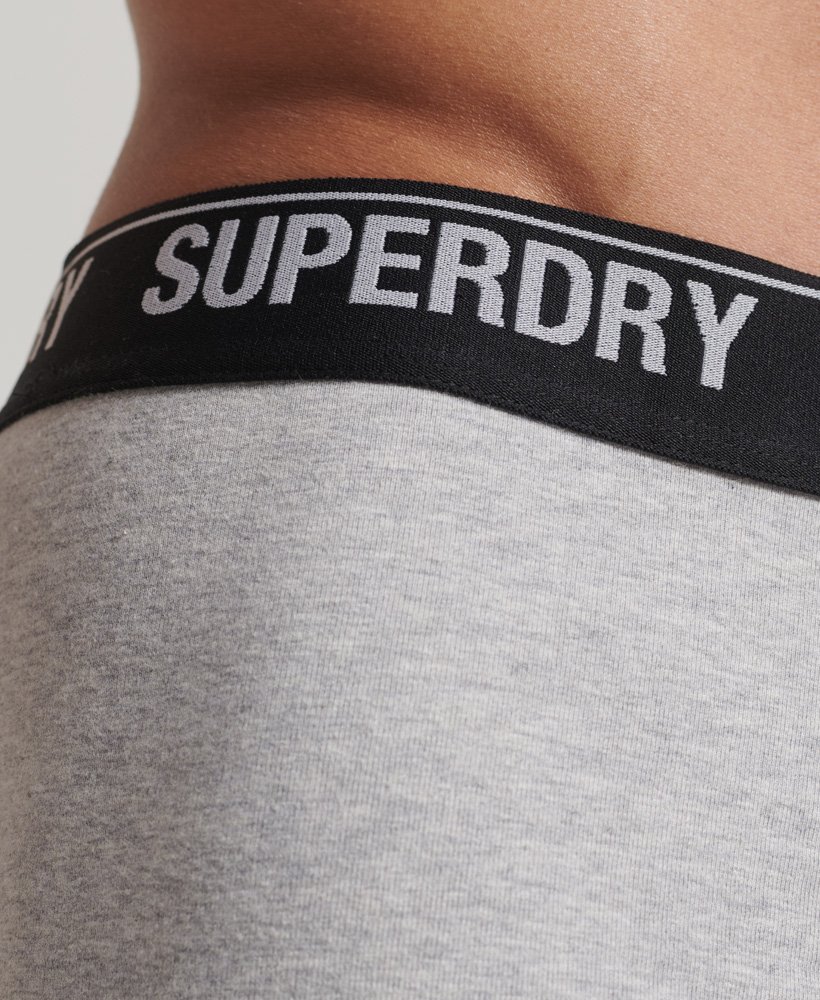 biologische katoenen boxershorts driepack in zwartoranjegrijs.