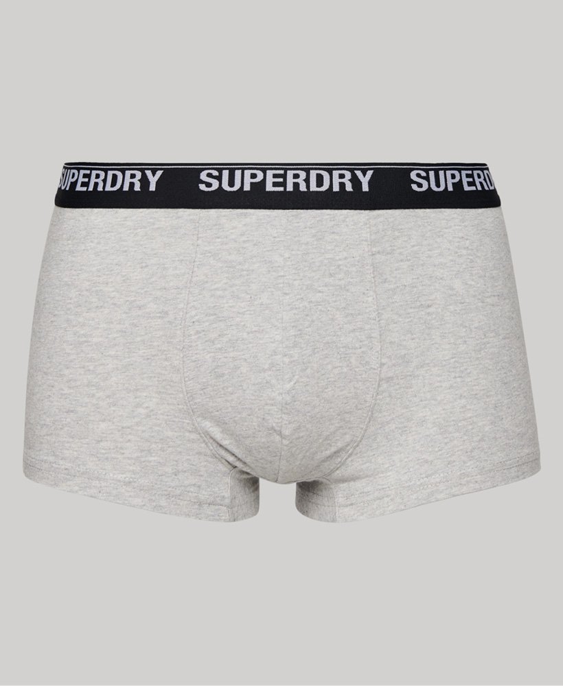 biologische katoenen boxershorts driepack in zwartoranjegrijs.