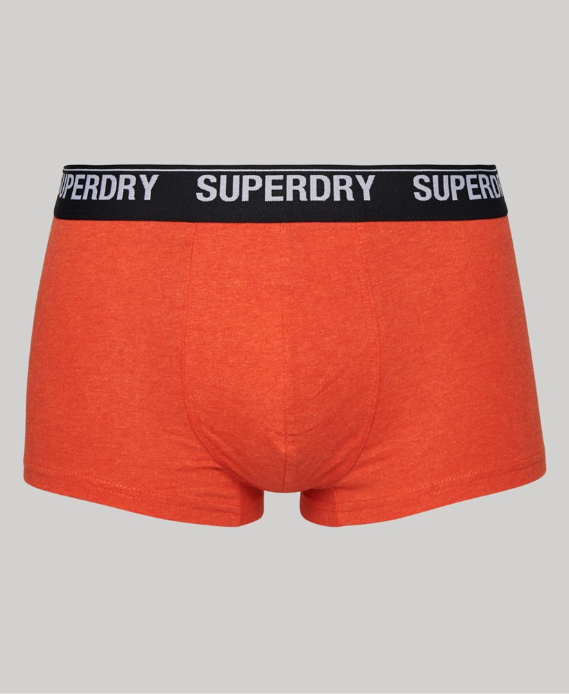 biologische katoenen boxershorts driepack in zwartoranjegrijs.