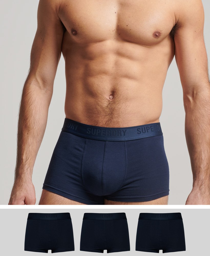 biologisch katoenen boxershorts drie stuks in een prachtige marineblauwe kleur.