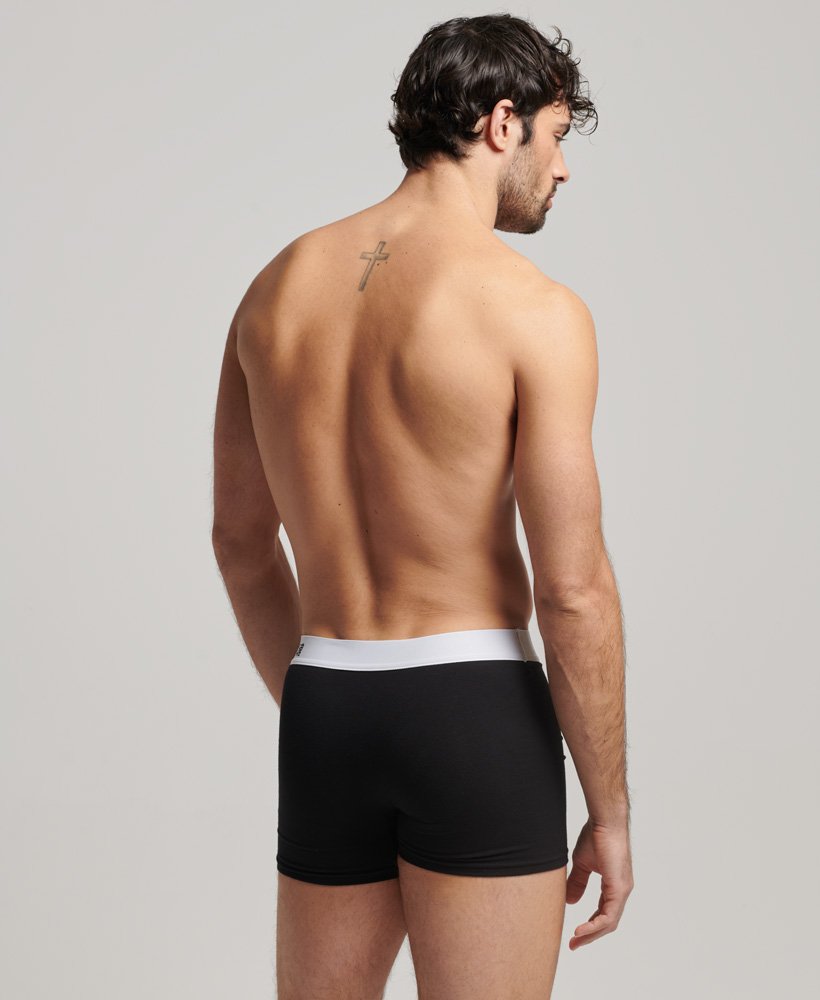 biologisch katoenen boxershorts dubbelverpakking in zwartwit.