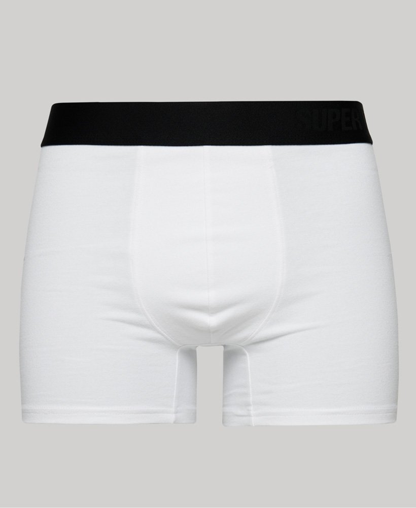 biologisch katoenen boxershorts dubbelverpakking in zwartwit.