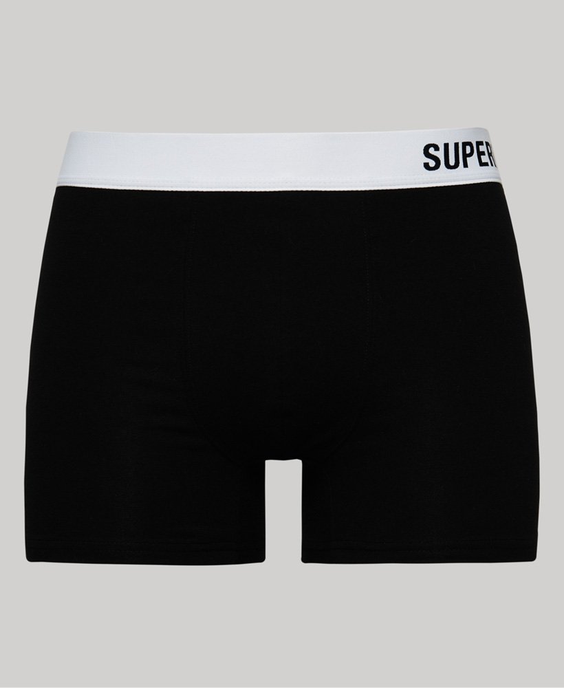 biologisch katoenen boxershorts dubbelverpakking in zwartwit.
