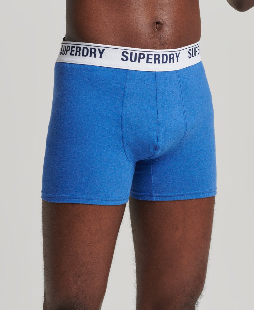 biologische katoenen boxershorts enkelpak in mazarinblauw gemêleerd.