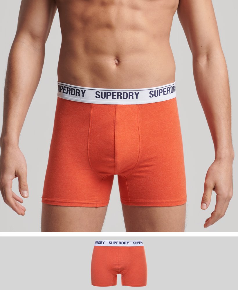 biologische katoenen boxershorts enkelpak in fel oranje gemêleerd.