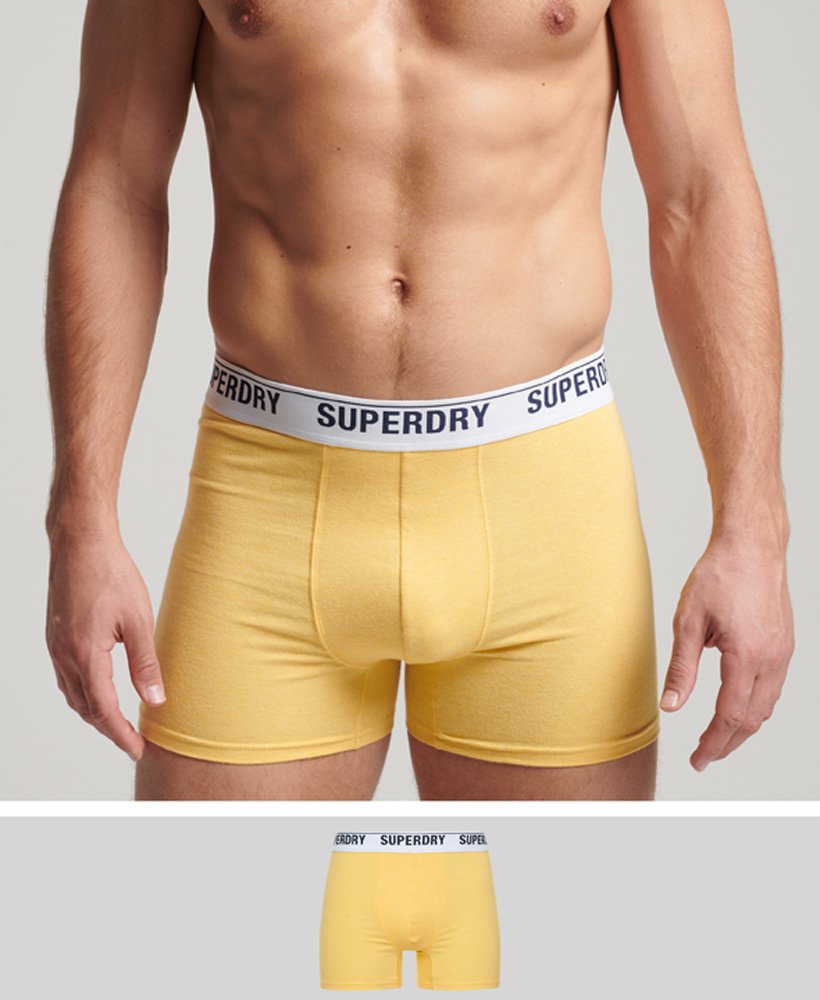 biologische katoenen boxershorts enkelpak in nautisch geel gemêleerd.