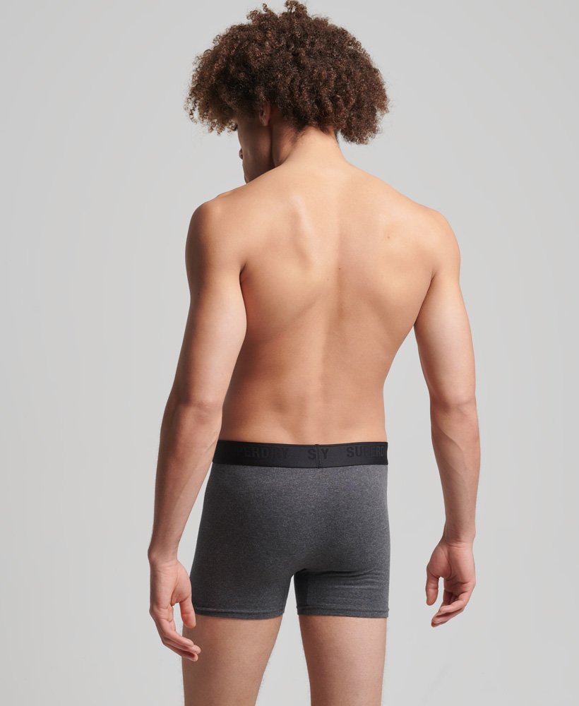 biologisch katoenen boxershorts driepack in zwartantracietgrijs.