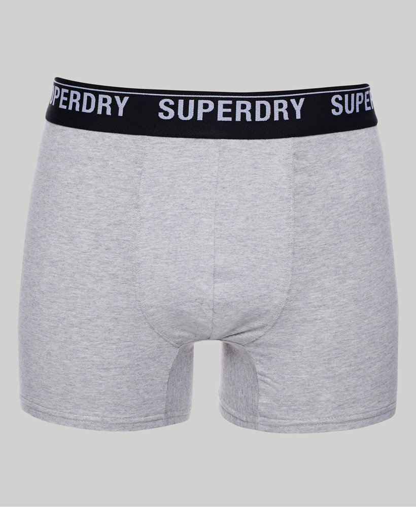 biologisch katoenen boxershorts driepack in zwartoranjegrijs.
