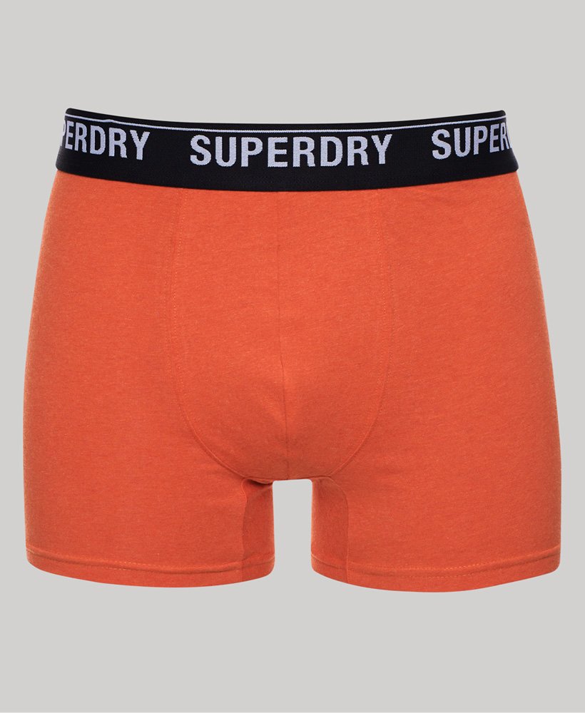 biologisch katoenen boxershorts driepack in zwartoranjegrijs.