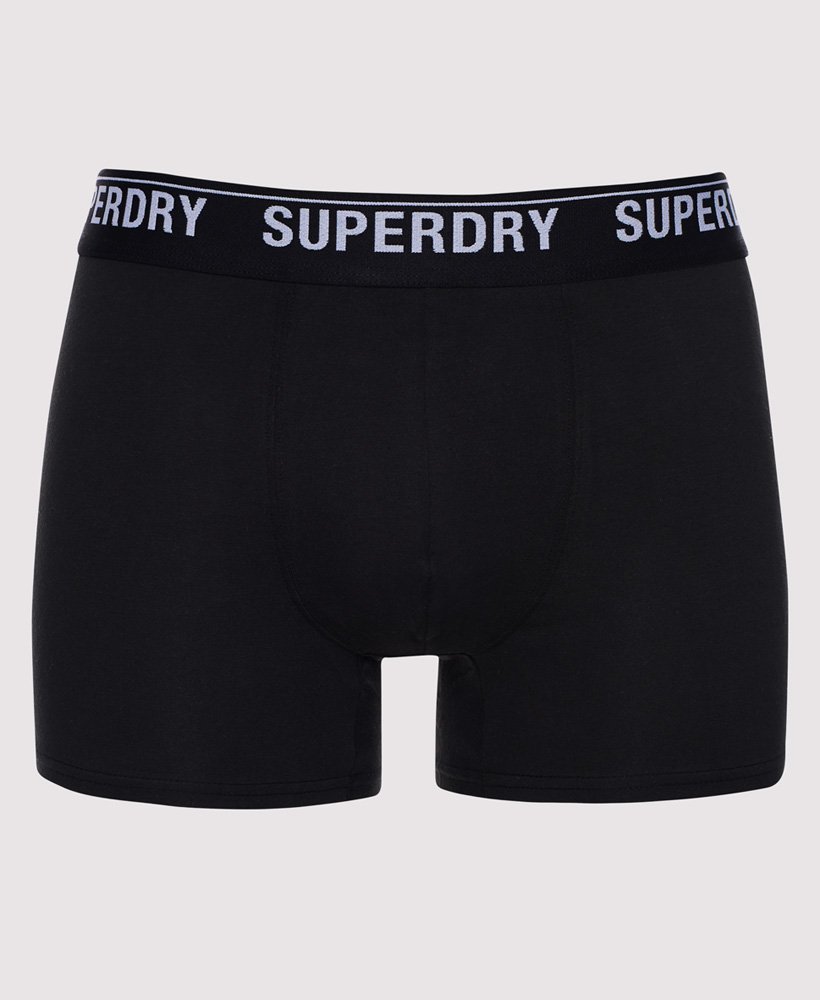 biologisch katoenen boxershorts driepack in zwartoranjegrijs.