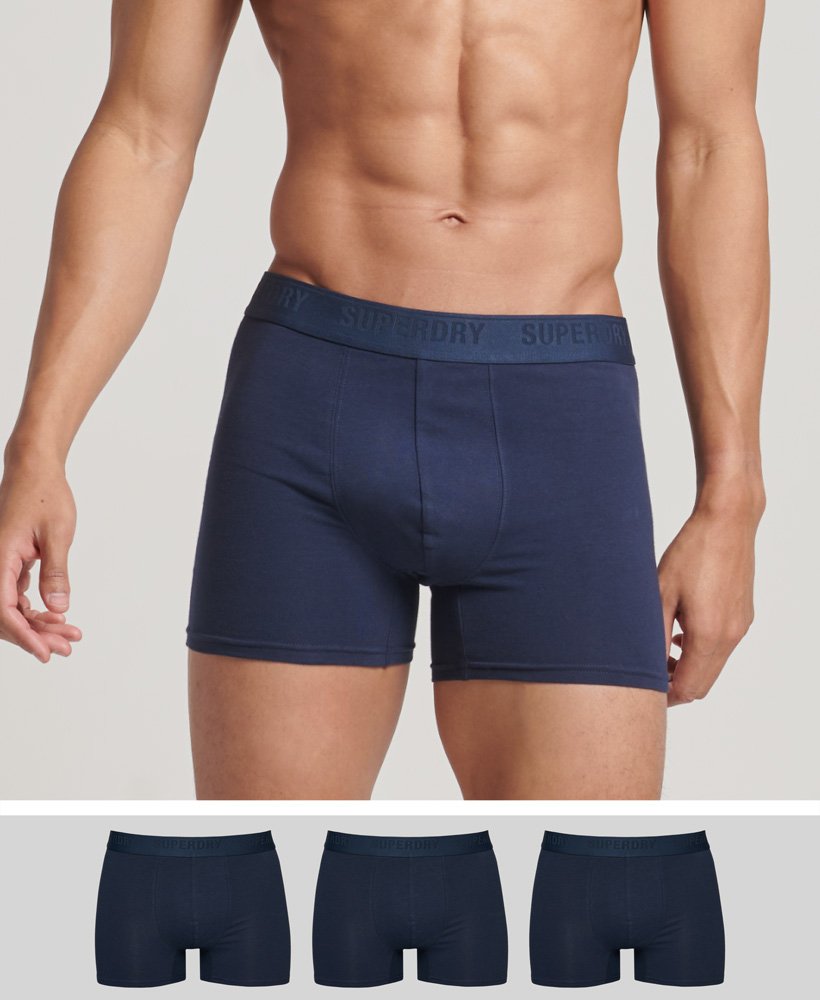 biologische katoenen boxershorts driepack in een prachtige marineblauwe kleur.