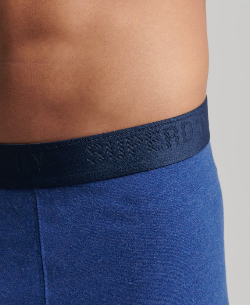 biologisch katoenen boxershorts dubbelverpakking in felblauwmarineblauw gemêleerd.