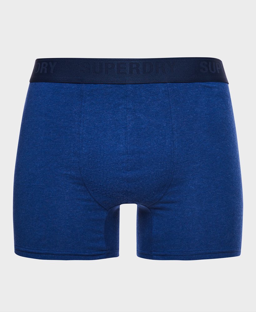 biologisch katoenen boxershorts dubbelverpakking in felblauwmarineblauw gemêleerd.