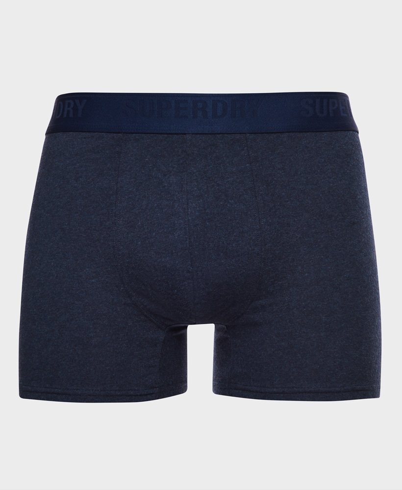 biologisch katoenen boxershorts dubbelverpakking in felblauwmarineblauw gemêleerd.