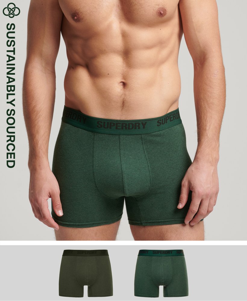 biologisch katoenen boxershorts dubbelverpakking in olijfgroenemaille.