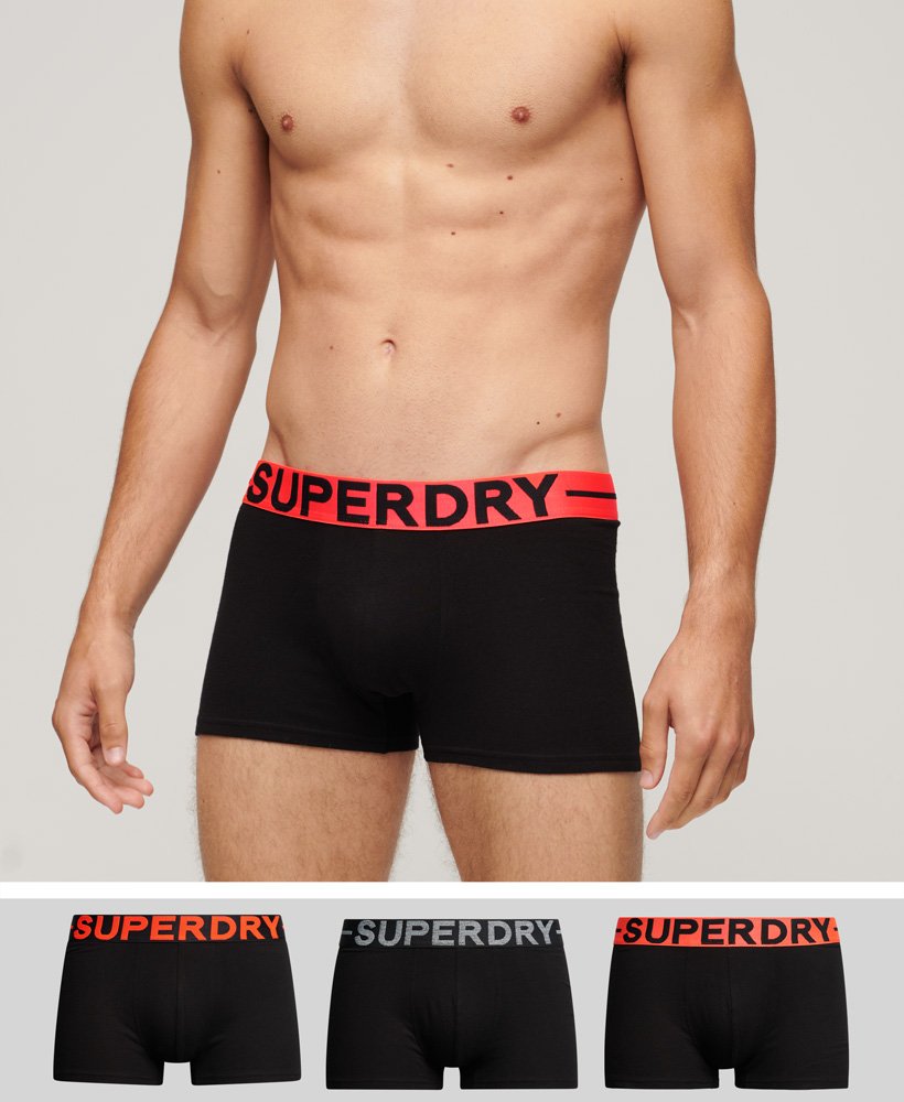 biologische katoenen boxershorts driepack in zwartoranje.