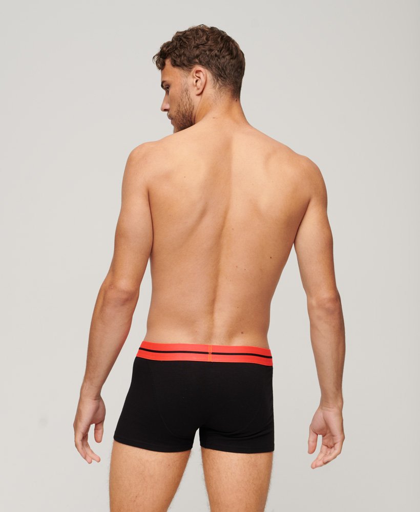 biologische katoenen boxershorts driepack in zwartoranje.