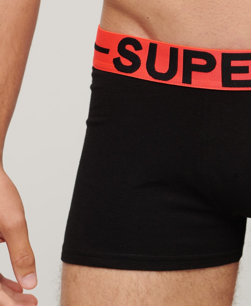 biologische katoenen boxershorts driepack in zwartoranje.